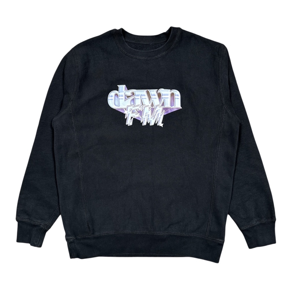 XO The Weeknd Dawn FM Logo Reverse Weave Black Sweatshirt Mens Small